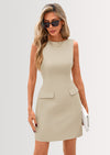 PRETTYGARDEN Womens Formal Sleeveless Summer Dresses Boat Neck Bodycon Elegant A Line Business Work Mini Dresss