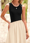 PRETTYGARDEN Women's Maxi Sundress Casual Summer Sleeveless Asymmetrical Drop Waist Patchwork Long Flowy Tank Dresses