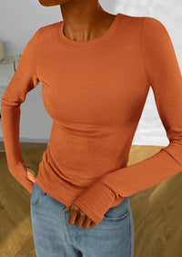 Casual Long Sleeved Round Neck Y2k Top