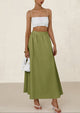 Ruffle High Waisted Casual Long Flowy Maxi Skirts with Pockets