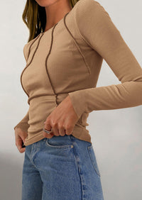 Long Sleeved Crop Exposed Casual T-Shirt