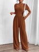 Casual Short Sleeve Square Neck Wide Leg Jumpsuits