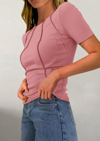 Short Sleeved Casual Round Neck Slim Fit T-Shirt