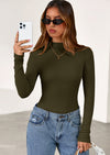 PRETTYGARDEN Women's Turtleneck Long Sleeve Shirts Fall Basic Tees Ribbed Fitted Tops Thermal Layering Knit Top Clothes