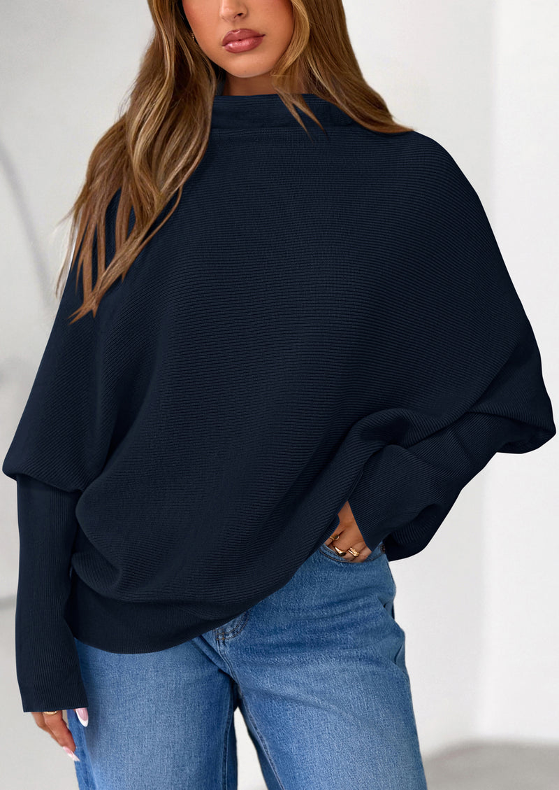 PRETTYGARDEN Womens Sweaters Fall Fashion Casual Loose Turtleneck Batwing Long Sleeve Knit Sweater Pullover Tops