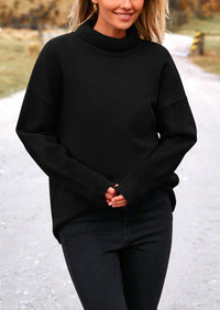 Long Sleeve Oversized Chunky Knitted Casual Turtleneck Sweaters