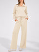 Flip Collar Half Zip Top And Wide Leg Pants Casual Two-Piece Set