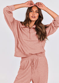 Two piece long sleeved half zip pullover sweatshirt, sports pants, casual set