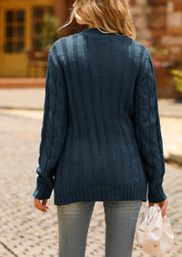 Knitted Solid Color Button Down Chunky Outwear Cardigan