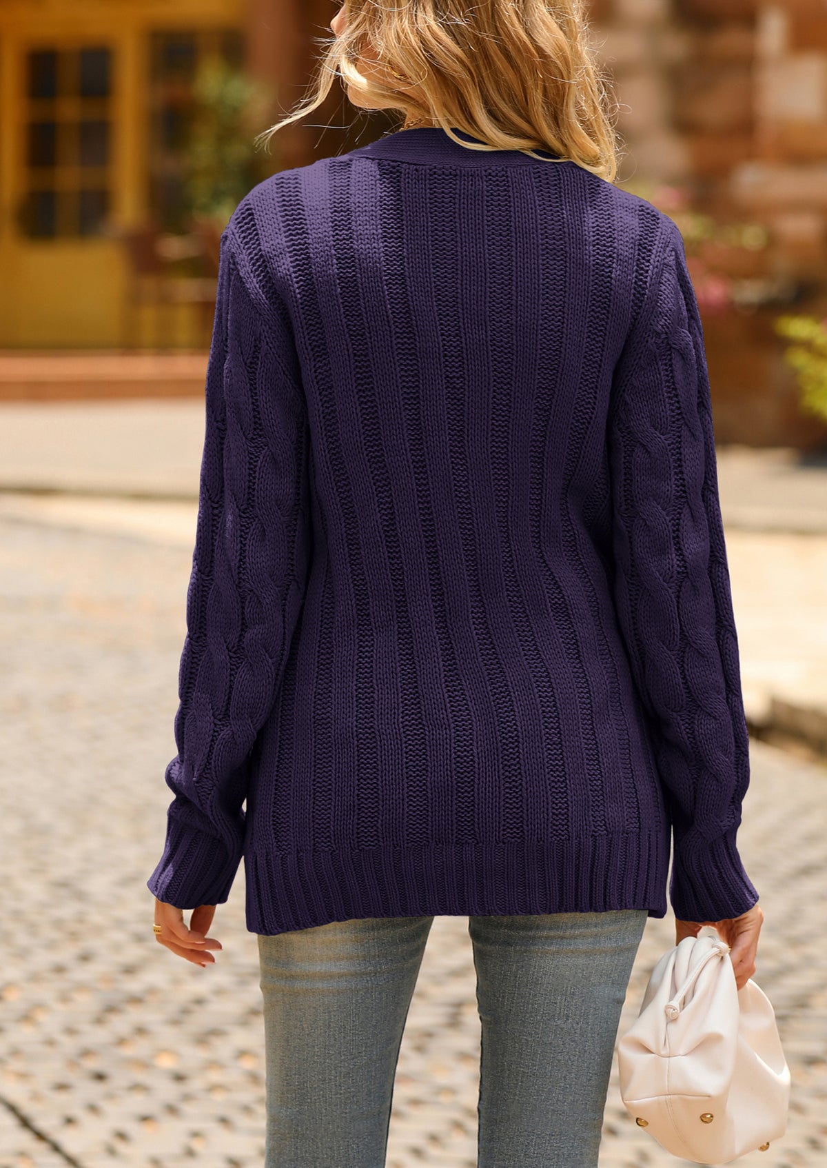 Knitted Solid Color Button Down Chunky Outwear Cardigan