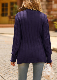 Knitted Solid Color Button Down Chunky Outwear Cardigan
