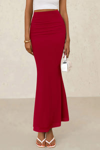 Mermaid Bodycon Trendy Casual High Waisted Ruffle Ruched Long Mesh Skirts
