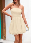 PRETTYGARDEN Women's Bubble Mini Short Dress 2025 Summer Casual A Line Strapless Tube Top Sundress Trendy Smocked Dresses