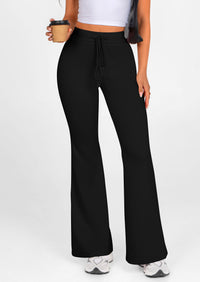Elastic High-Waisted Drawstring Casual Flare Pants