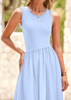 PRETTYGARDEN Women's Maxi Sundress Casual Summer Sleeveless Asymmetrical Drop Waist Patchwork Long Flowy Tank Dresses
