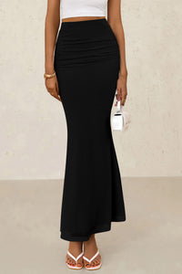 Mermaid Bodycon Trendy Casual High Waisted Ruffle Ruched Long Mesh Skirts