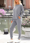 PRETTYGARDEN Lounge Outfit Long Sleeve Crewneck Pullover Tops High Waisted Pants Set Tracksuit