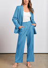 PRETTYGARDEN Women's Fall Two Piece Outfits Dressy Blazer Jacket and Wide Leg Pants Pockets Business Casual Office Suit Sets