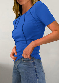 Short Sleeved Casual Round Neck Slim Fit T-Shirt