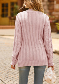 Knitted Solid Color Button Down Chunky Outwear Cardigan