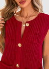 PRETTYGARDEN Women's Summer Sweaters Vest Sleeveless Button Down Cropped Pockets Chunky Knit Cardigan Trendy Tank Tops