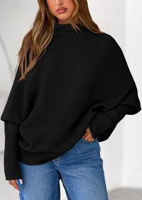 PRETTYGARDEN Womens Sweaters Fall Fashion Casual Loose Turtleneck Batwing Long Sleeve Knit Sweater Pullover Tops