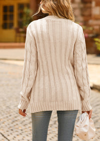 Knitted Solid Color Button Down Chunky Outwear Cardigan
