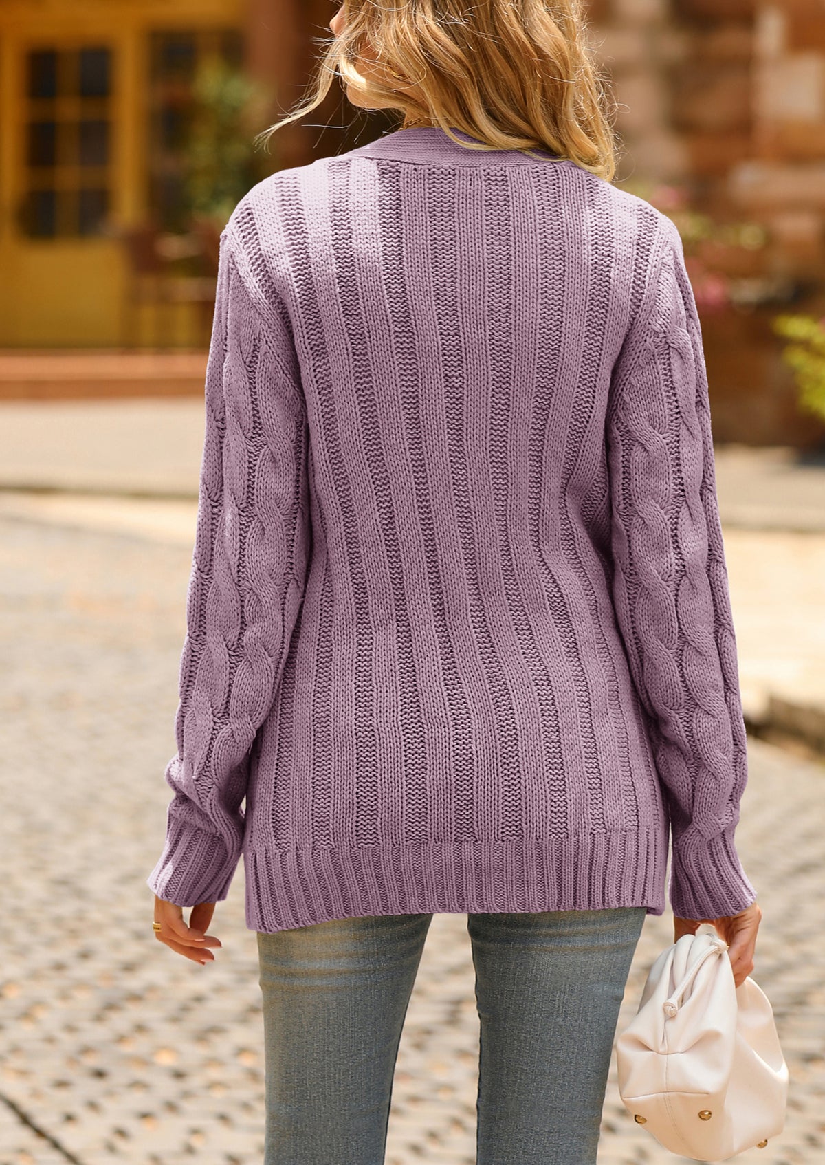 Knitted Solid Color Button Down Chunky Outwear Cardigan