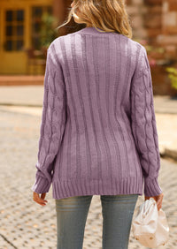 Knitted Solid Color Button Down Chunky Outwear Cardigan