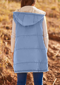 PRETTYGARDEN Womens Fall Reversible Vests Sleeveless Fleece Jacket Zip Up Hoodie Pockets Long Warm Winter Coat Outerwear