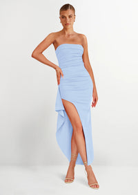 PRETTYGARDEN Women's Off Shoulder Bodycon Dresses Ruched Asymmetrical High Split Elegant Cocktail Party Dress