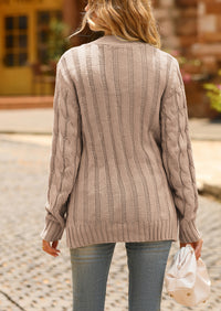 Knitted Solid Color Button Down Chunky Outwear Cardigan