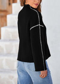 Chunky Knit  Casual Long Sleeve Mock Neck Oversized Loose Sweaters