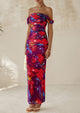 Ruched Bodycon Off Shoulder Floral Mesh Cocktail Party Fitted Maxi Dress
