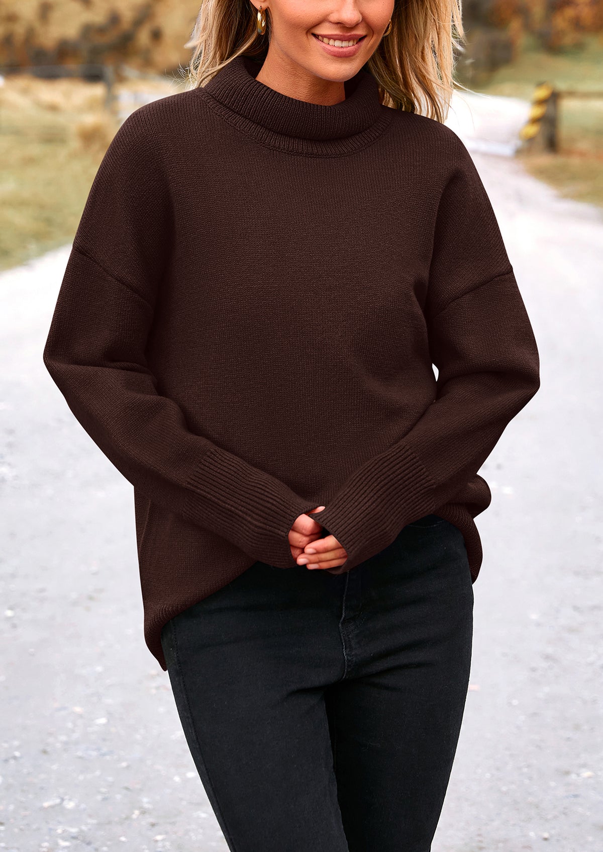 Long Sleeve Oversized Chunky Knitted Casual Turtleneck Sweaters