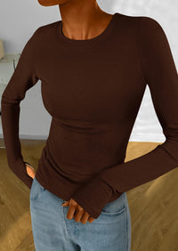 Casual Long Sleeved Round Neck Y2k Top