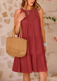 Leisure sleeveless A-line mini beach vacation dress