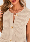 PRETTYGARDEN Women's Summer Sweaters Vest Sleeveless Button Down Cropped Pockets Chunky Knit Cardigan Trendy Tank Tops