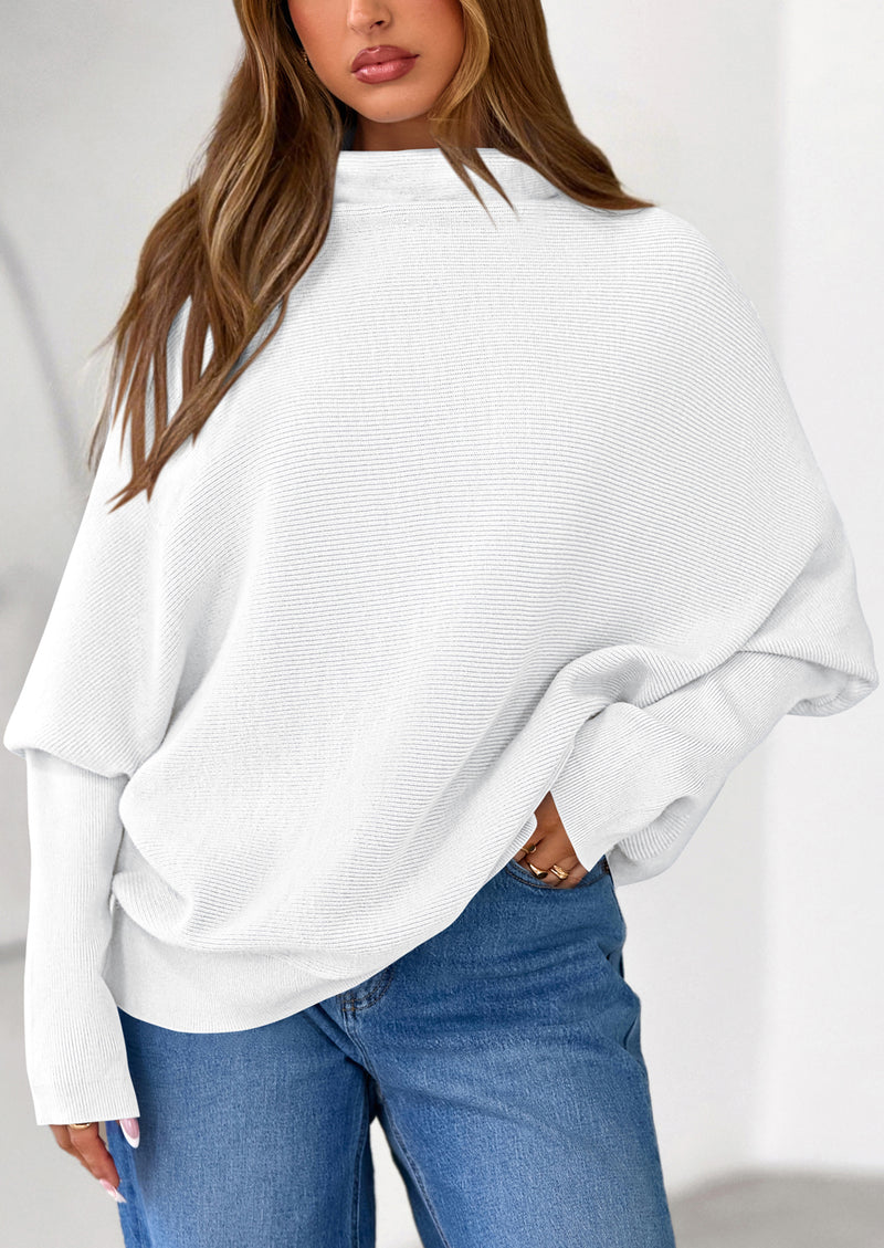 PRETTYGARDEN Womens Sweaters Fall Fashion Casual Loose Turtleneck Batwing Long Sleeve Knit Sweater Pullover Tops