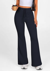 Elastic High-Waisted Drawstring Casual Flare Pants
