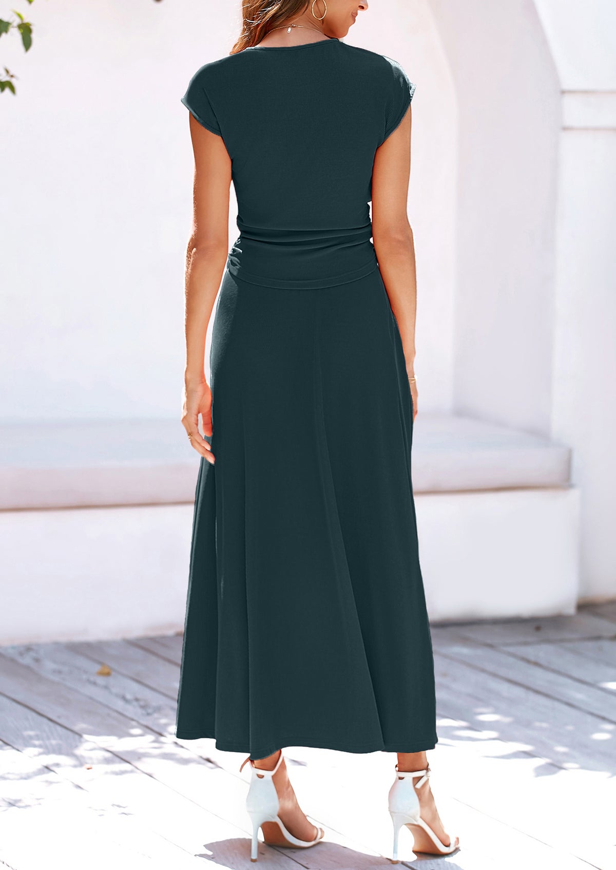 Casual Knit Short Sleeve Crop Top High Waist Skirt 2 Piece Sets