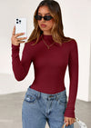 PRETTYGARDEN Women's Turtleneck Long Sleeve Shirts Fall Basic Tees Ribbed Fitted Tops Thermal Layering Knit Top Clothes