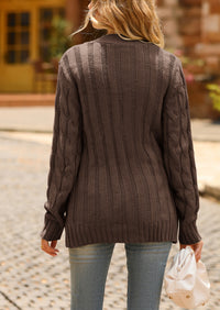 Knitted Solid Color Button Down Chunky Outwear Cardigan