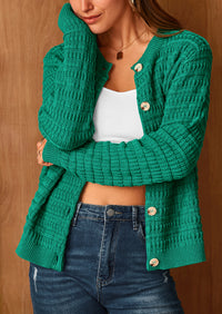 Knit Cardigan Long Sleeve Open Front Button Down Jacket