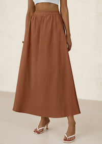 Ruffle High Waisted Casual Long Flowy Maxi Skirts with Pockets