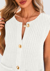 PRETTYGARDEN Women's Summer Sweaters Vest Sleeveless Button Down Cropped Pockets Chunky Knit Cardigan Trendy Tank Tops