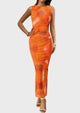 Floral Bodycon Sleeveless Mesh Maxi Long Dresses