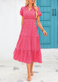 Casual V-neck short sleeved Bohemian Maxi dress