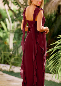 Sleeveless Ruffle Cocktail Party Maxi Bodycon Dresses