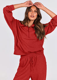 Two piece long sleeved half zip pullover sweatshirt, sports pants, casual set